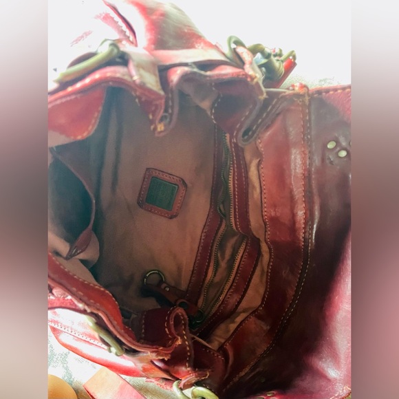 Campomaggi Burgandy Red Medium Distressed Leather Sobrero Bag purse - Picture 7 of 13